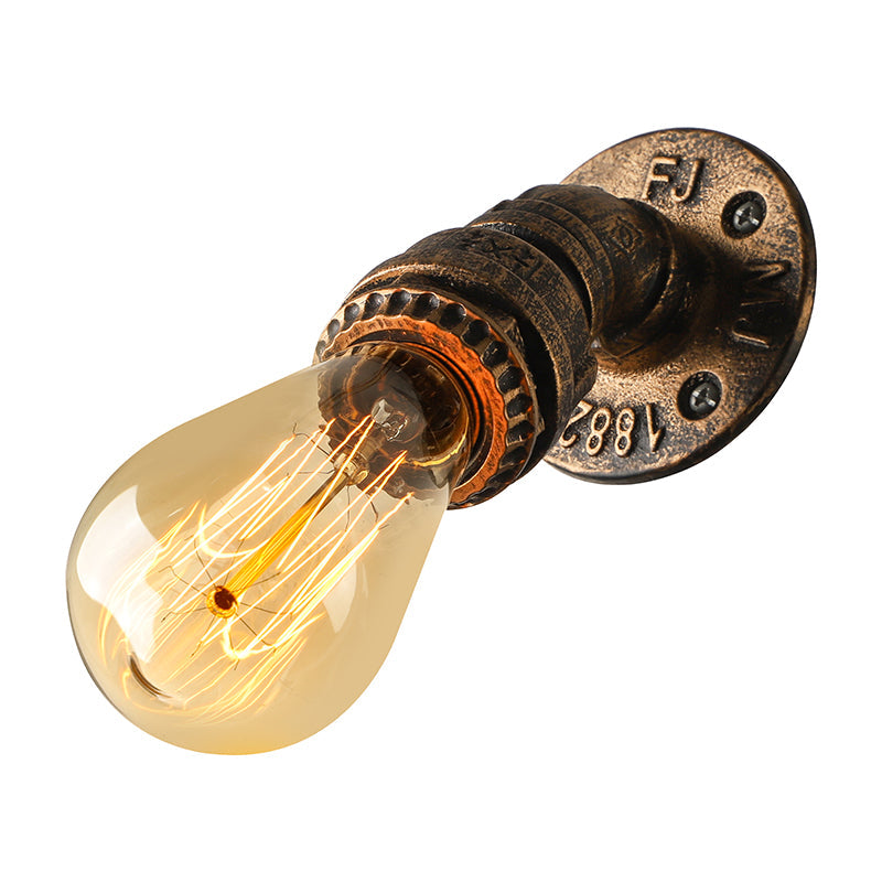 Frendorf | 1 Licht Wandverlichting Landhuisstijl Open Bulb IJzeren Mini Wandmontageverlichting met Waterpijp in Brons
