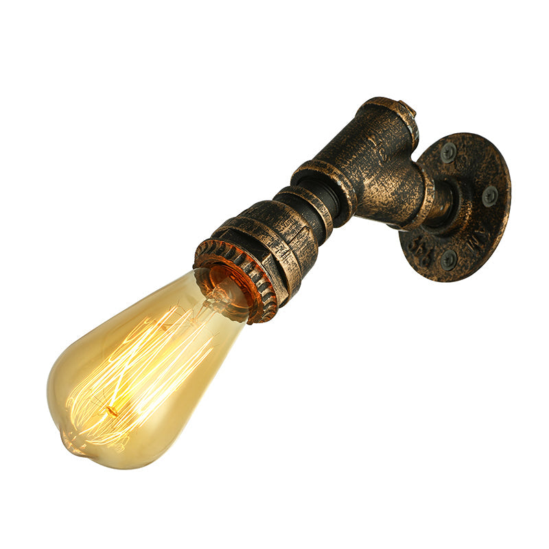 Frendorf | 1 Licht Wandverlichting Landhuisstijl Open Bulb IJzeren Mini Wandmontageverlichting met Waterpijp in Brons