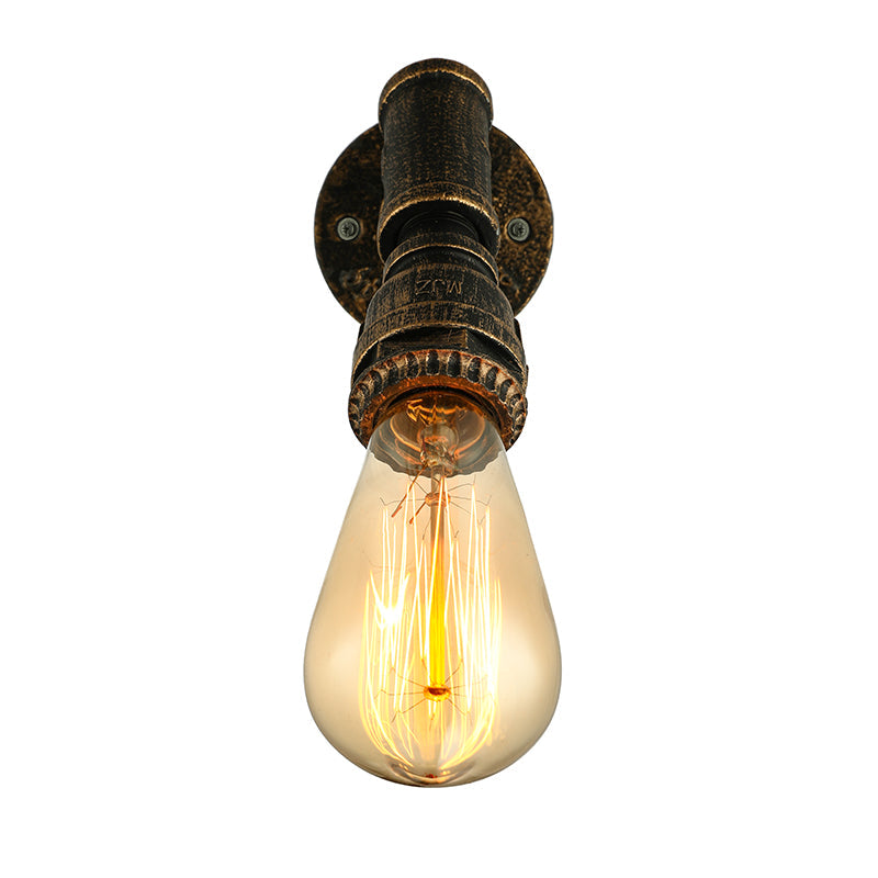 Frendorf | 1 Licht Wandverlichting Landhuisstijl Open Bulb IJzeren Mini Wandmontageverlichting met Waterpijp in Brons