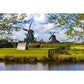 Vollformatfotografie Moderne Wandtapete mit Windmühle und Grasland in Grün