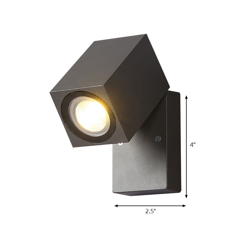 Frendorf | Graue kubische Shade Wandlicht Wandleuchte Industrie Stil Metallic LED Veranda Verstellbare Wandmontage Lampe