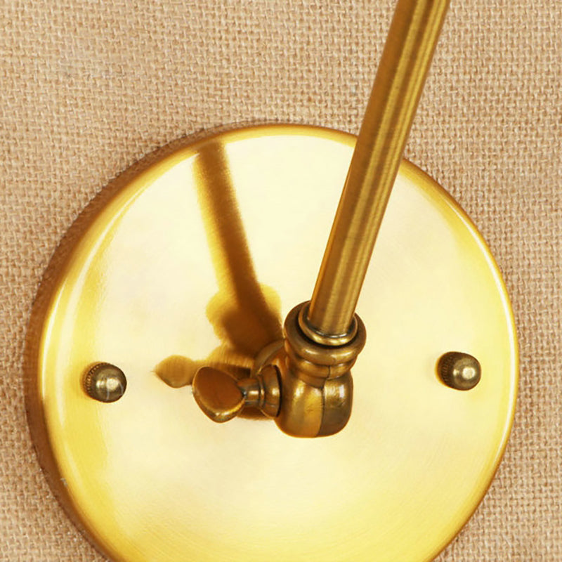 Frendorf | 1 Licht Schotel Schaduw Wandlamp Fixture Industriële Messing/Bronze Frosted Glas Wandlamp met Swing Arm