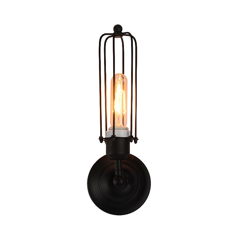 Frendorf | 1/2-Bulb Lineaire Kooi Wandlamp Industrieel Zwart/Roest Metaal Wandverlichtingsarmatuur voor Woonkamer