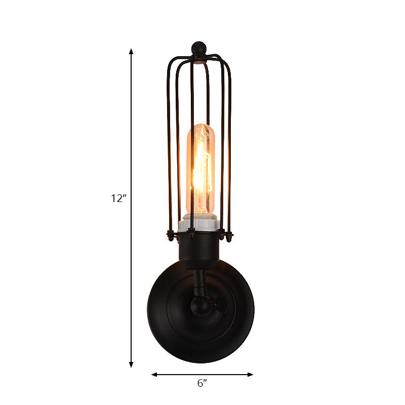 Frendorf | 1/2-Bulb Lineaire Kooi Wandlamp Industrieel Zwart/Roest Metaal Wandverlichtingsarmatuur voor Woonkamer