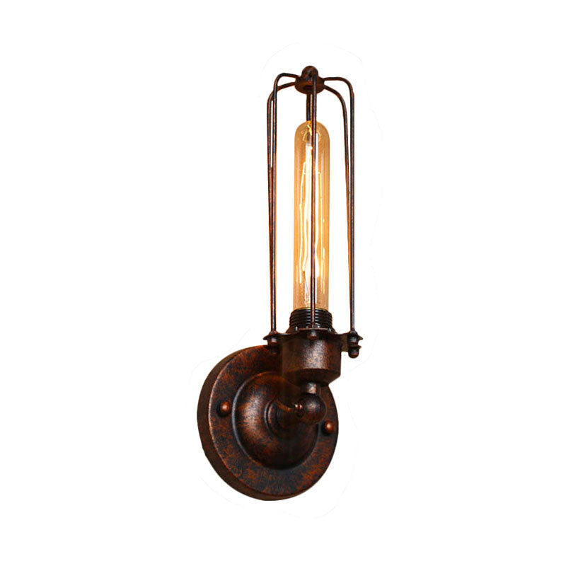 Frendorf | 1/2-Bulb Lineaire Kooi Wandlamp Industrieel Zwart/Roest Metaal Wandverlichtingsarmatuur voor Woonkamer