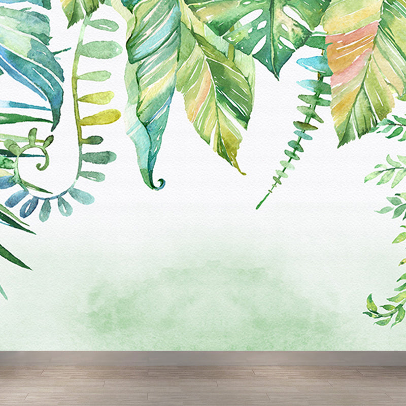 Helle Farben Vielfältige Blätter Wandmural Feuchtigkeitsresistent Tropisches Wohnzimmer Wandverkleidung