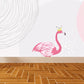 Größere Flamingo Wandmalerei Zeitgenössischer Vlies-Wandbelag in Pastellfarbe