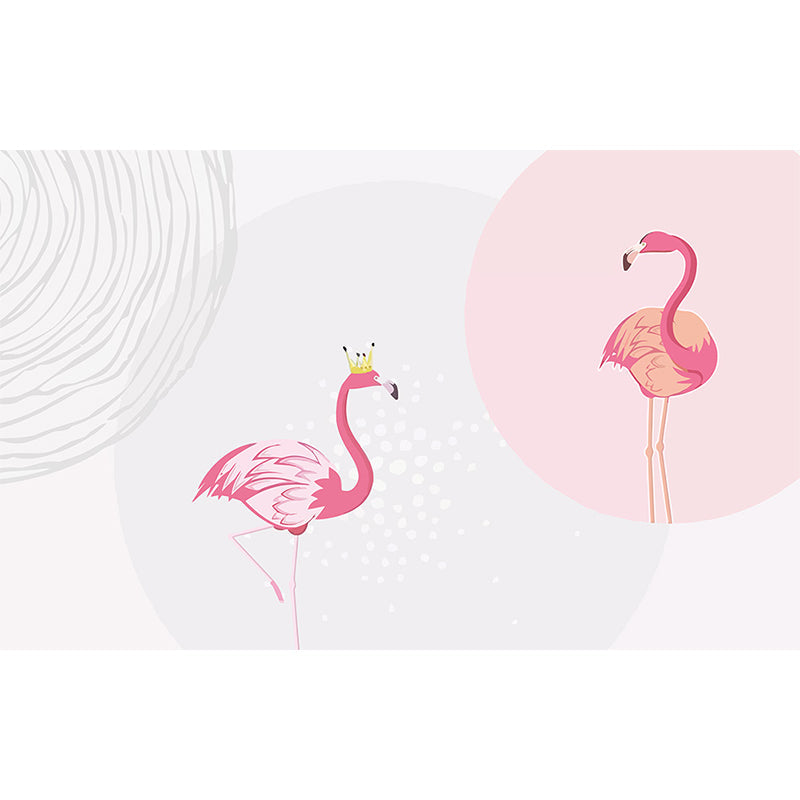 Größere Flamingo Wandmalerei Zeitgenössischer Vlies-Wandbelag in Pastellfarbe