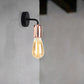 Frendorf | Messing/Koper Open Glühbirne Wandlamp met Gebogen Arm Industriële Stijl Metaal 1 Licht Nachtkastje Wandverlichting