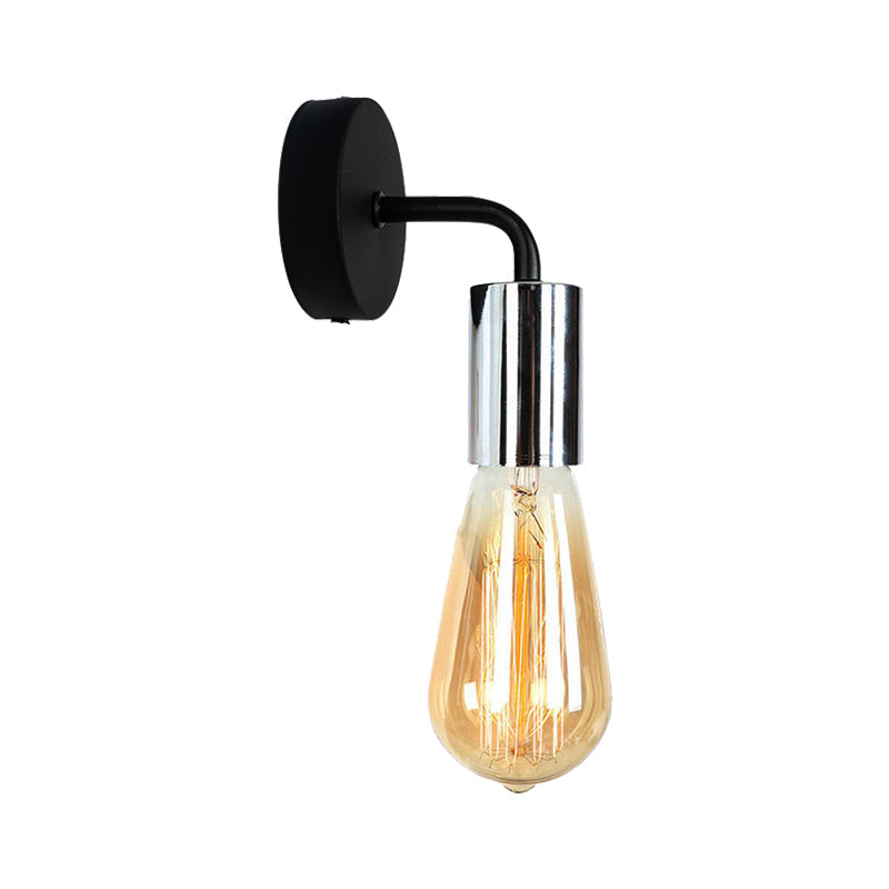 Frendorf | Messing/Koper Open Glühbirne Wandlamp met Gebogen Arm Industriële Stijl Metaal 1 Licht Nachtkastje Wandverlichting