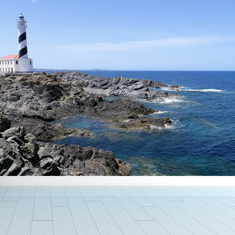 Extra Large Lighthouse Wandgemälde Blau Vliesstoff Wandverkleidung für das Schlafzimmer, Maßanfertigung