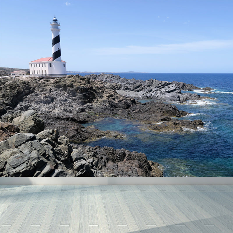 Extra Large Lighthouse Wandgemälde Blau Vliesstoff Wandverkleidung für das Schlafzimmer, Maßanfertigung