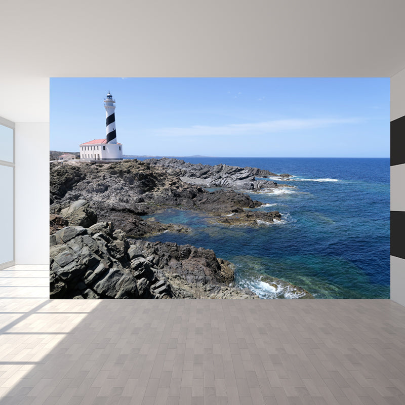 Extra Large Lighthouse Wandgemälde Blau Vliesstoff Wandverkleidung für das Schlafzimmer, Maßanfertigung