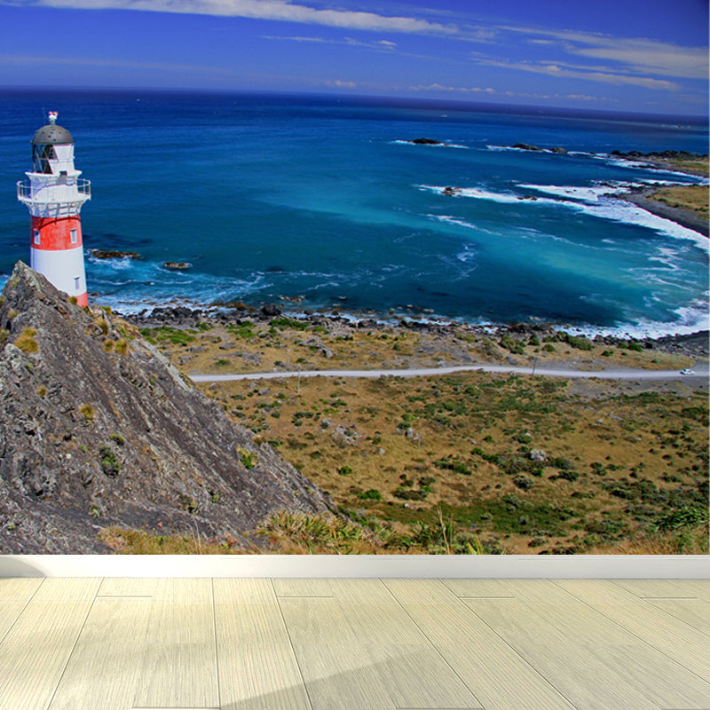 Extra Large Lighthouse Wandgemälde Blau Vliesstoff Wandverkleidung für das Schlafzimmer, Maßanfertigung
