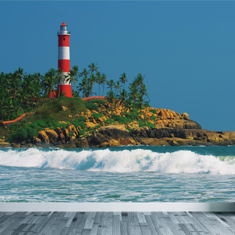 Extra Large Lighthouse Wandgemälde Blau Vliesstoff Wandverkleidung für das Schlafzimmer, Maßanfertigung