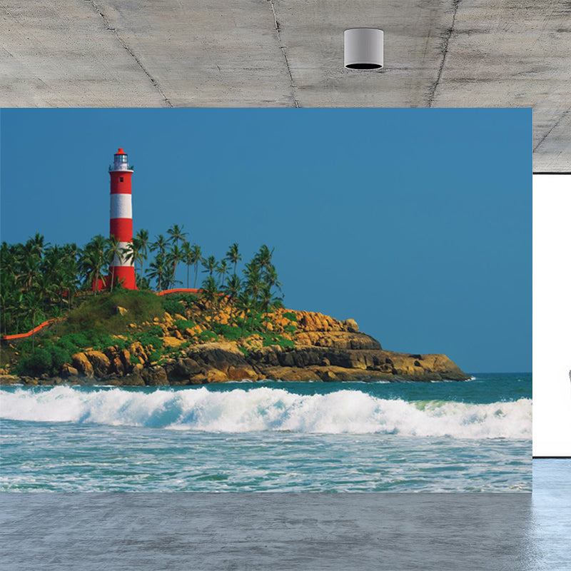 Extra Large Lighthouse Wandgemälde Blau Vliesstoff Wandverkleidung für das Schlafzimmer, Maßanfertigung