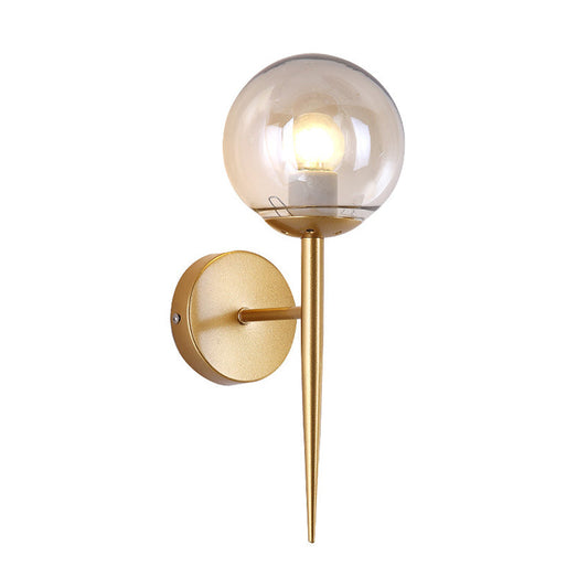 Frendorf | Klarer Glasglobus Wandleuchte Modern 1 Licht Wohnzimmer Beleuchtungseinrichtung in Gold