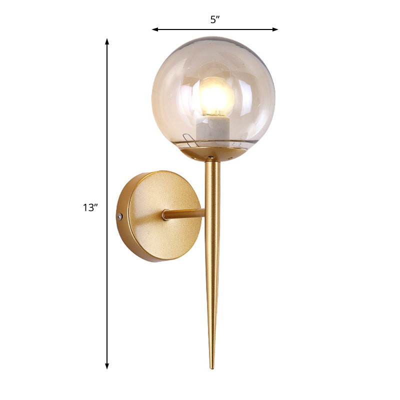 Frendorf | Klarer Glasglobus Wandleuchte Modern 1 Licht Wohnzimmer Beleuchtungseinrichtung in Gold