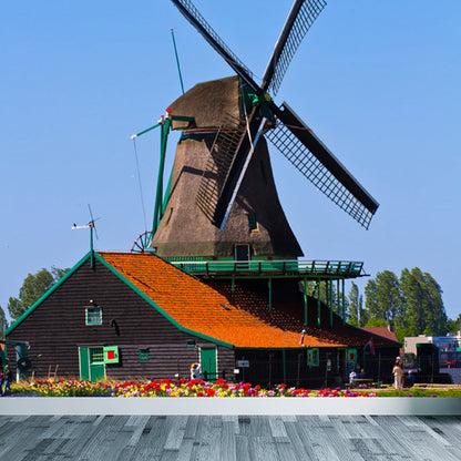Ganzes Windmühlenblick Wandmural Tapete für Wanddekor zeitgenössisches Mädchenzimmer Wandkunst