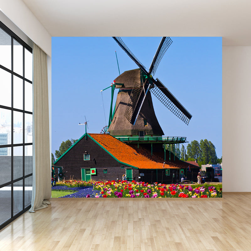 Ganzes Windmühlenblick Wandmural Tapete für Wanddekor zeitgenössisches Mädchenzimmer Wandkunst