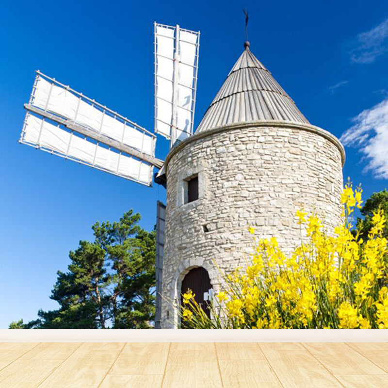 Ganzes Windmühlenblick Wandmural Tapete für Wanddekor zeitgenössisches Mädchenzimmer Wandkunst