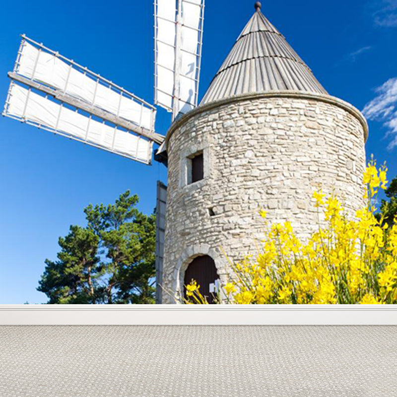 Ganzes Windmühlenblick Wandmural Tapete für Wanddekor zeitgenössisches Mädchenzimmer Wandkunst