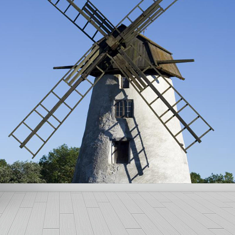 Ganzes Windmühlenblick Wandmural Tapete für Wanddekor zeitgenössisches Mädchenzimmer Wandkunst