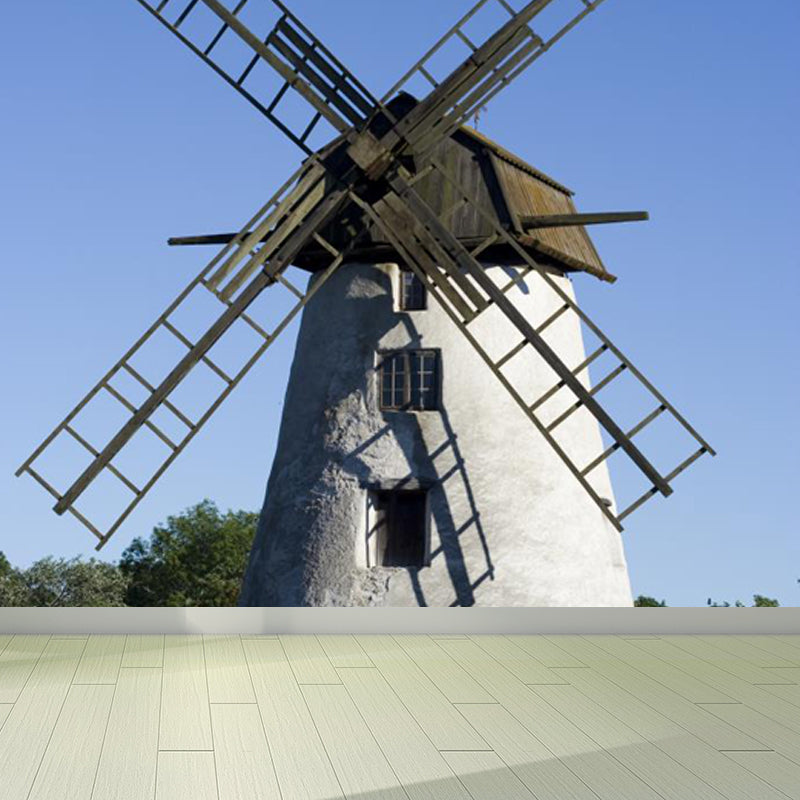 Ganzes Windmühlenblick Wandmural Tapete für Wanddekor zeitgenössisches Mädchenzimmer Wandkunst