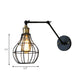 Frendorf | Schwarze Globe/Träne Wand sconce Beleuchtung mit Käfigschatten Retro Metall 1 Lichtarm verstellbare Wandmontage Licht