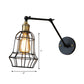 Frendorf | Schwarze Globe/Träne Wand sconce Beleuchtung mit Käfigschatten Retro Metall 1 Lichtarm verstellbare Wandmontage Licht