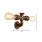 Frendorf | Bronze/Antiek Messing 2 Koppen Wandlamp Fixture Warehouse Style Smeedijzeren Kale Gloeilamp Sconcelamp met Pijp en Klep