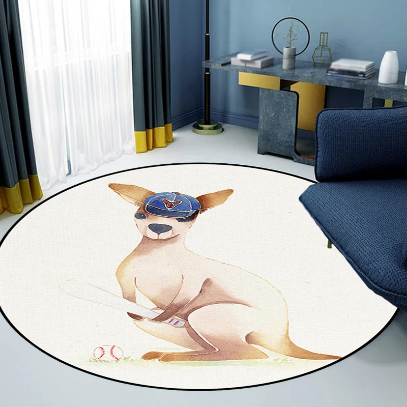 Frendorf | Weißer Kinderzimmerteppich Kinder Tier Bär Hund Panda Muster Bereichsteppich Polyester Anti-Rutsch Rücken Teppich