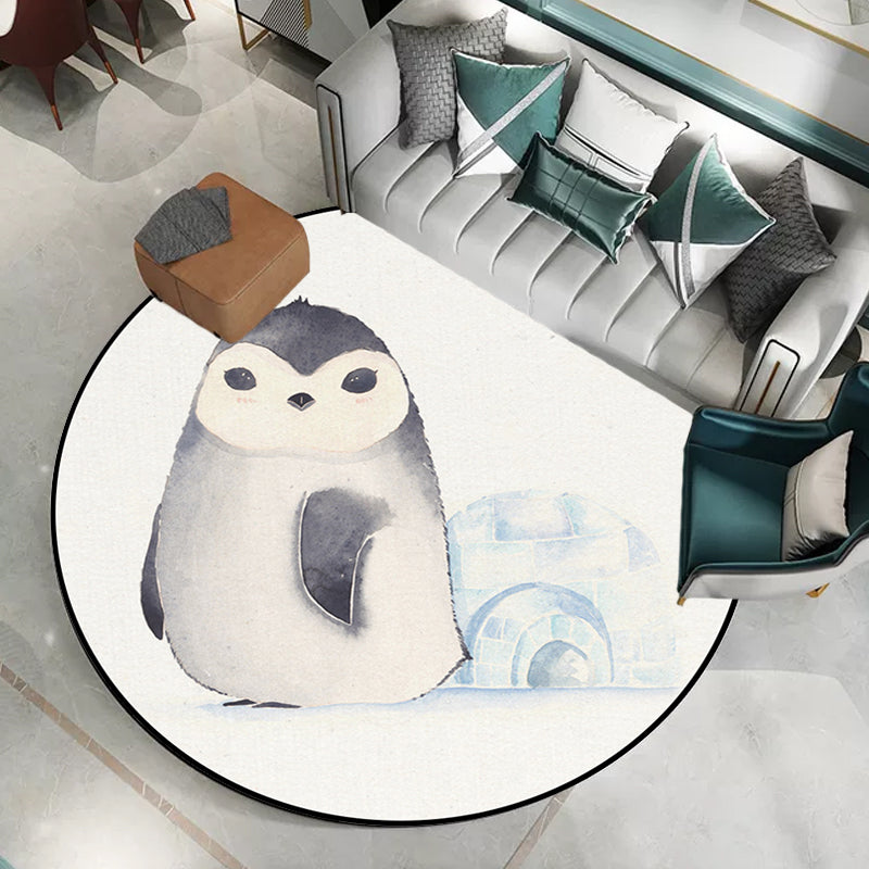 Frendorf | Weißer Kinderzimmerteppich Kinder Tier Bär Hund Panda Muster Bereichsteppich Polyester Anti-Rutsch Rücken Teppich