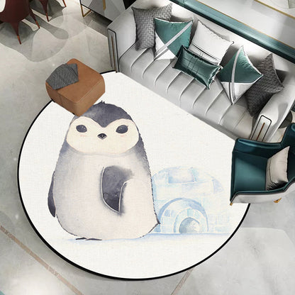 Frendorf | Weißer Kinderzimmerteppich Kinder Tier Bär Hund Panda Muster Bereichsteppich Polyester Anti-Rutsch Rücken Teppich