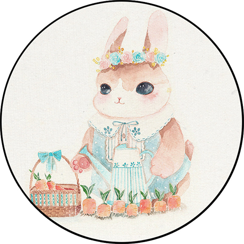 Frendorf | Schöner Kinderteppich in Weiß mit Tiermotiv Eule Hase Faultier Teppich Polyester rutschfest waschbar Teppich für das Kinderzimmer