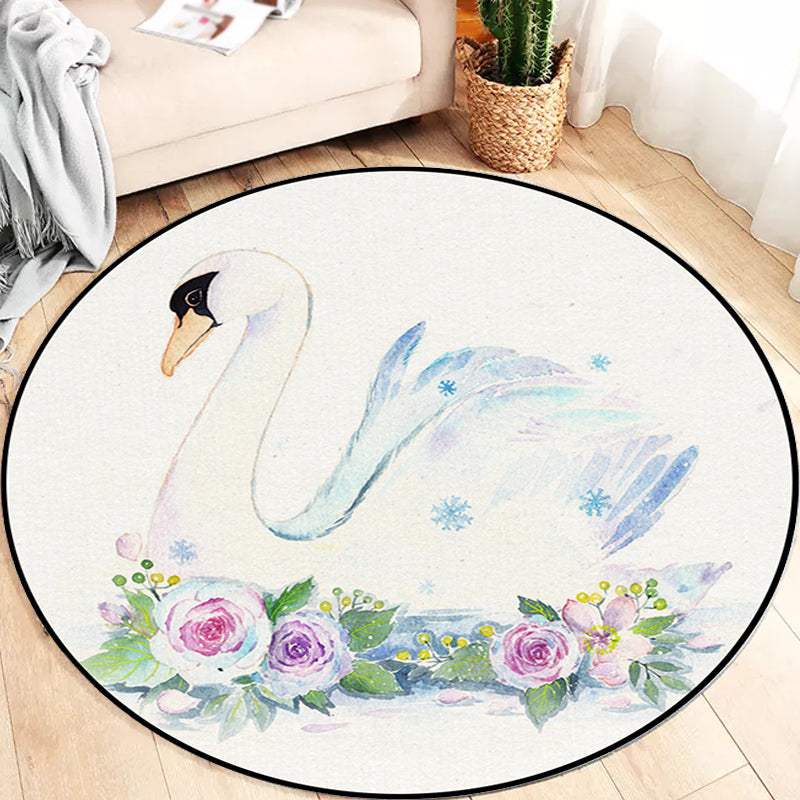 Frendorf | Cute Kids Teppich in Weiß Tier Eule Kaninchen Faultier Muster Teppich Polyester Rutschfest Waschbarer Teppich für das Kinderzimmer