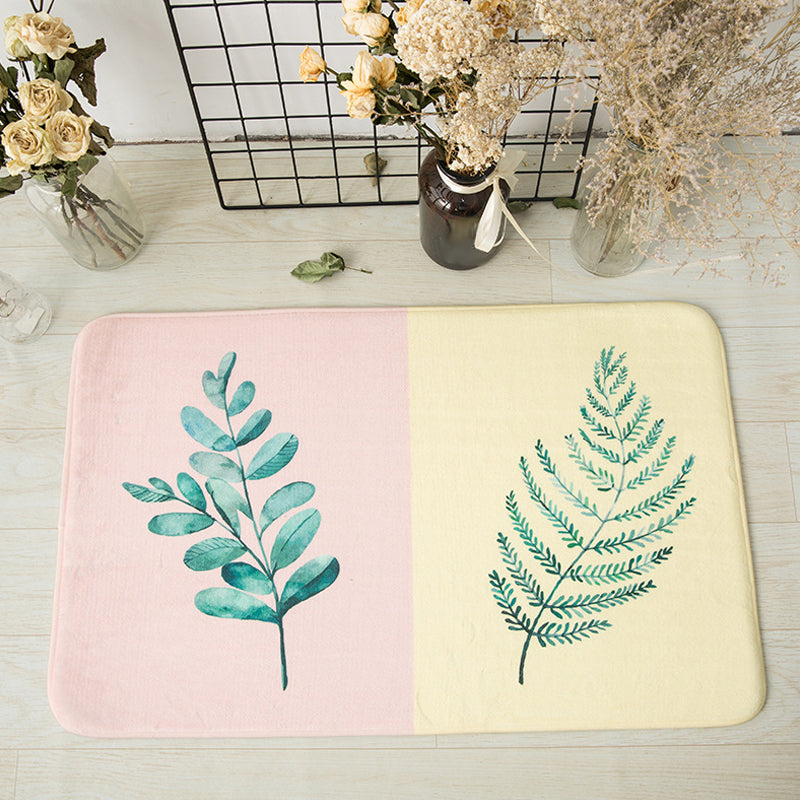 Frendorf | Lässiger Kinderteppich in Rosa und Gelb Botanisches Kaktus Aloe Muster Teppich Polyester Rutschfester Teppich für Kinderzimmer