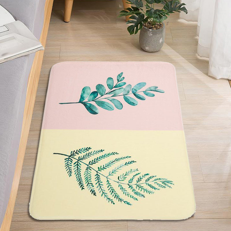 Frendorf | Lässiger Kinderteppich in Rosa und Gelb Botanisches Kaktus Aloe Muster Teppich Polyester Rutschfester Teppich für Kinderzimmer