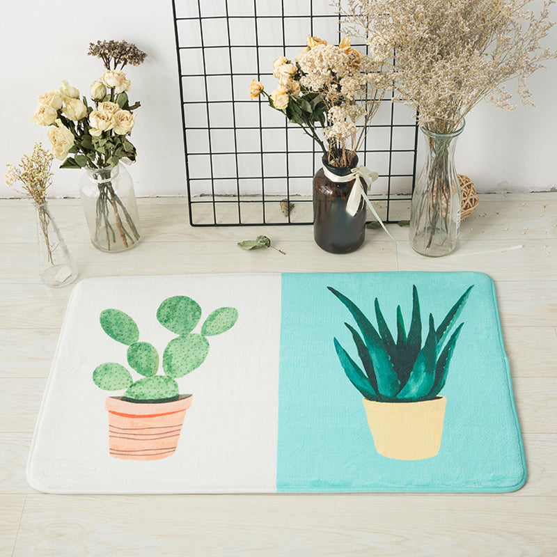 Frendorf | Lässiger Kinderteppich in Rosa und Gelb Botanisches Kaktus Aloe Muster Teppich Polyester Rutschfester Teppich für Kinderzimmer