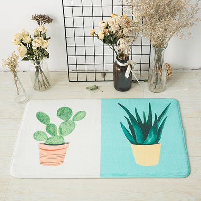 Frendorf | Lässiger Kinderteppich in Rosa und Gelb Botanisches Kaktus Aloe Muster Teppich Polyester Rutschfester Teppich für Kinderzimmer