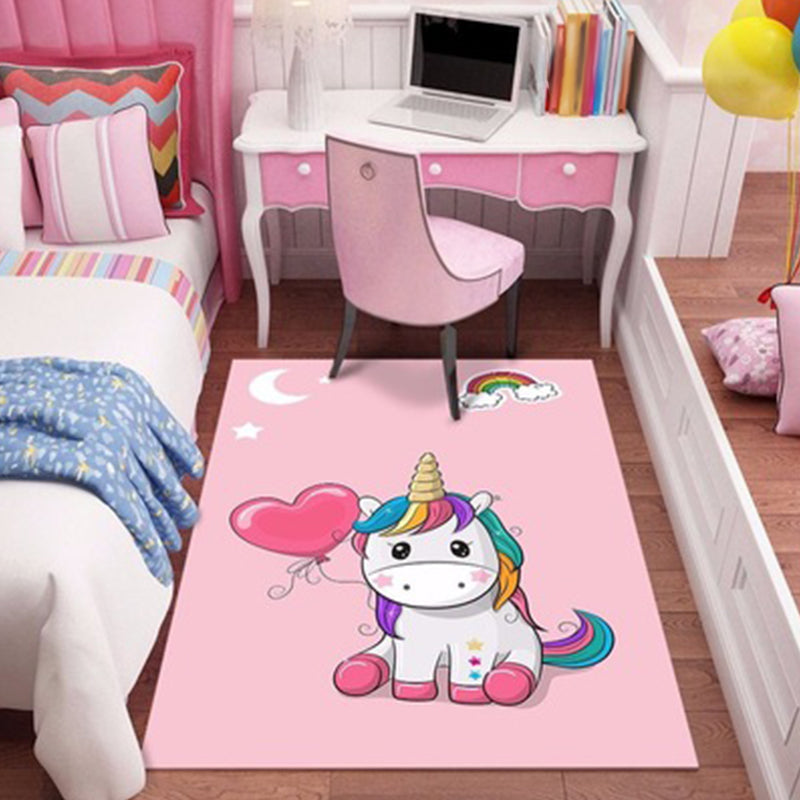 Frendorf | Stijlvol Kinderen Tapijt in Roze Dier Eenhoorn Kat Konijn Patroon Tapijt Polyester Huisdiervriendelijk Vloerkleed voor Kinderkamer