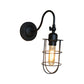 Frendorf | Schwarze Globe/Oval Käfig Wandmontage Licht mit Gooseneck Arm Retro-Stil Metall 1 Kopf Schlafzimmer Mini Wandleuchte