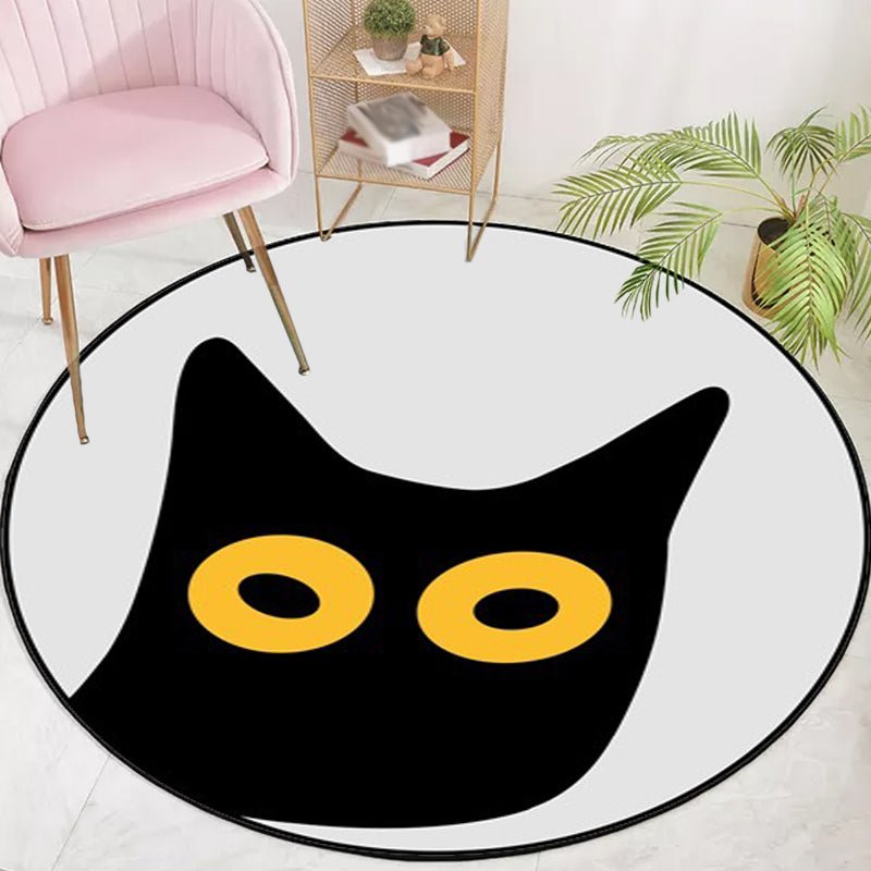 Grau Kinderzimmer Teppich Kinder Tier Katze Lustige Ausdruck Muster Teppich Polyester Fleckenresistenter Teppich
