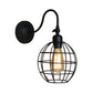 Frendorf | Schwarze Globe/Oval Käfig Wandmontage Licht mit Gooseneck Arm Retro-Stil Metall 1 Kopf Schlafzimmer Mini Wandleuchte