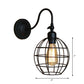 Frendorf | Schwarze Globe/Oval Käfig Wandmontage Licht mit Gooseneck Arm Retro-Stil Metall 1 Kopf Schlafzimmer Mini Wandleuchte