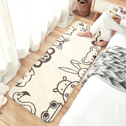 Frendorf | Witte en Grijze Kinderkamer Tapijt Kids Dier Panda Pinguïn Patroon Gebied Tapijt Polyester Machinewasbaar Tapijt