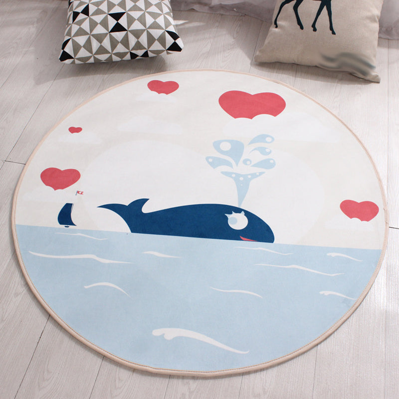 Frendorf | Stijlvol kinderkleed in geel en groen dierenpaard walvis panda patroon tapijt polyester antislip ondergrond vloerkleed voor babykamer