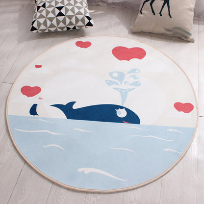 Frendorf | Stijlvol kinderkleed in geel en groen dierenpaard walvis panda patroon tapijt polyester antislip ondergrond vloerkleed voor babykamer