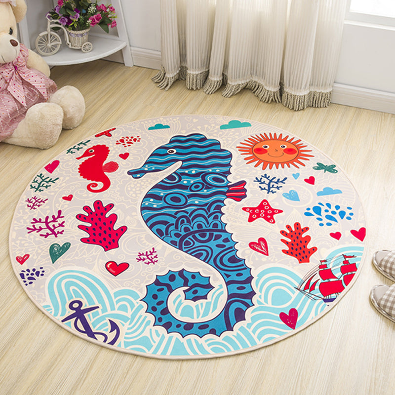Frendorf | Stijlvol kinderkleed in geel en groen dierenpaard walvis panda patroon tapijt polyester antislip ondergrond vloerkleed voor babykamer