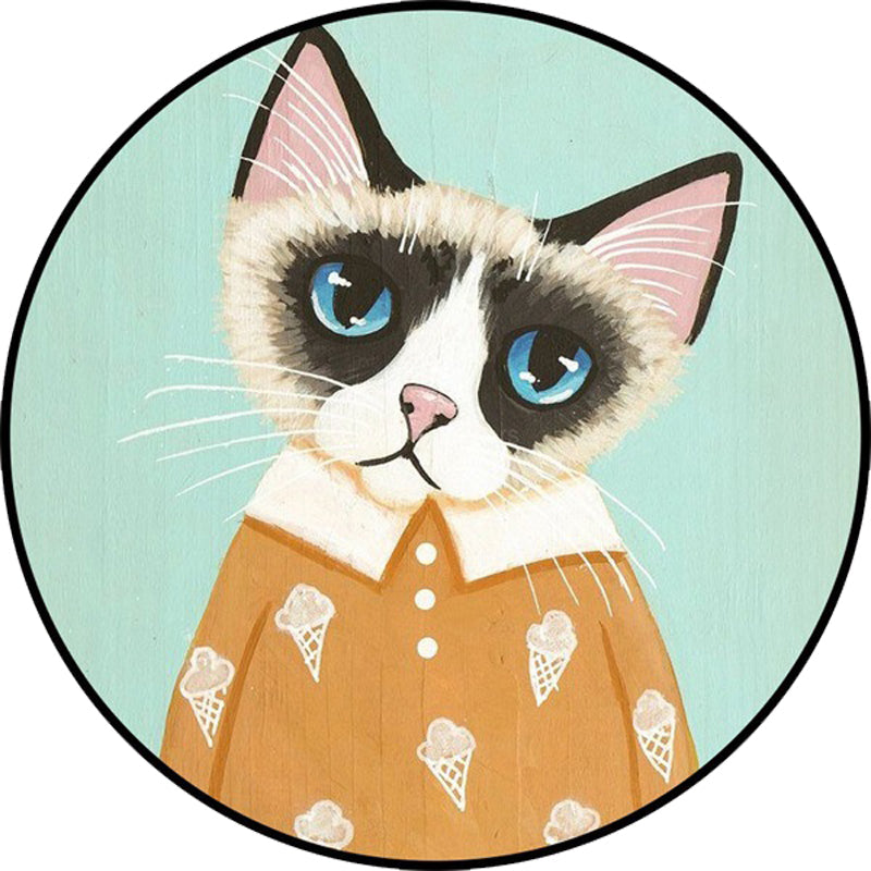 Frendorf | Casual Kids Teppich in Pink und Blau Tier Katze Muster Teppich Polyester Fleckenresistent Rutschfester Teppich für das Kinderzimmer